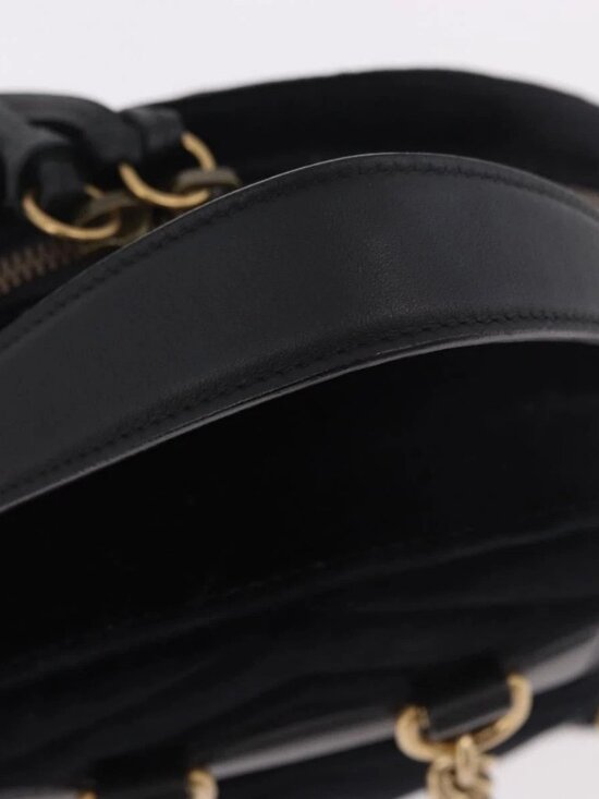 GUCCI GG Marmont Backpack Velor Black Gold 524568 Auth
